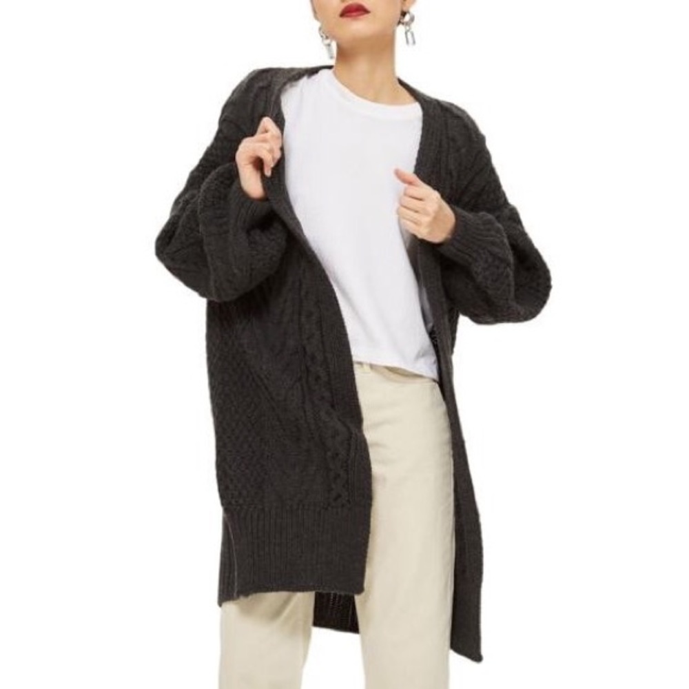 NWT Topshop Green Long Open Front Cardi Size 2